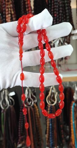 ATEŞ KEHRİBAR BEYZİ MODEL 6,5*12 TESBİH Turuncu - BEYZİ